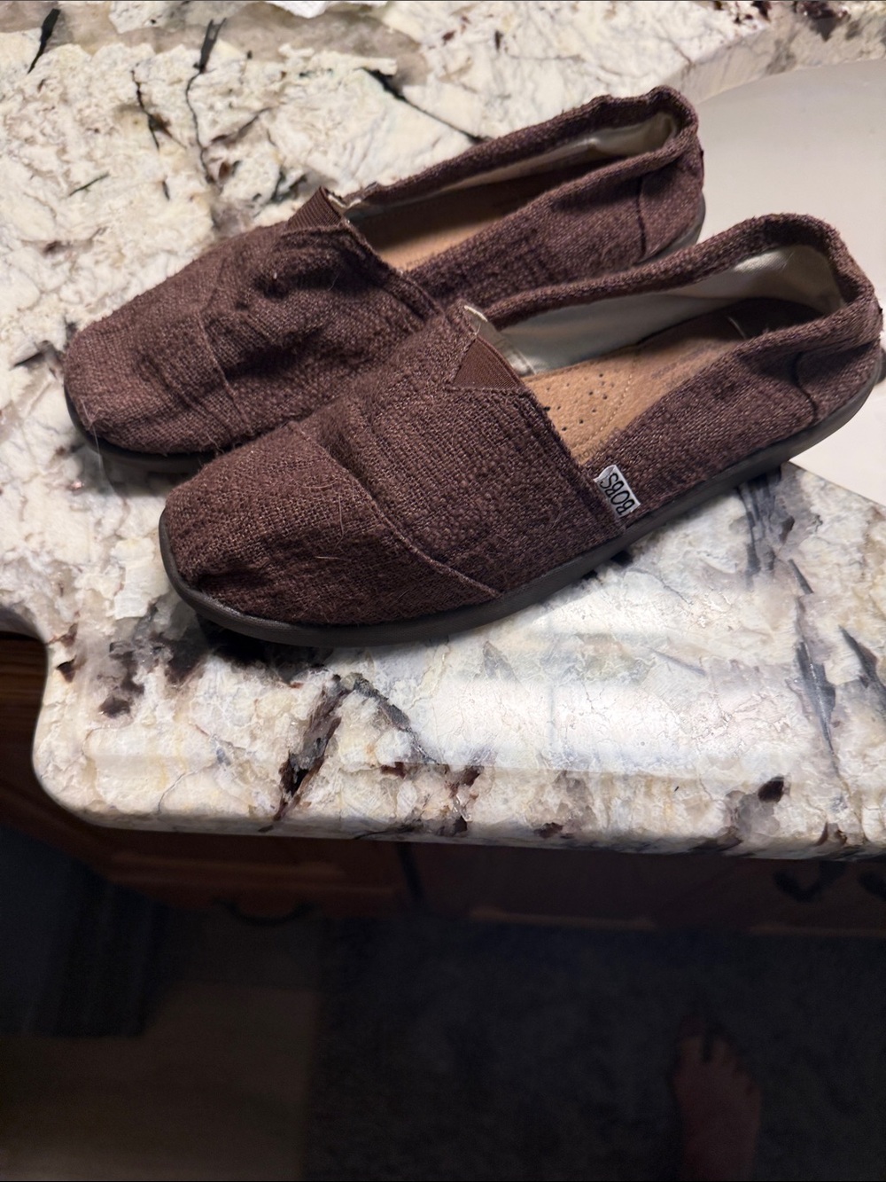 Skechers Women's Brown Canvas Slip-On Flats